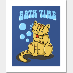 Bathing Cat Posters and Art